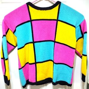 Vtg Neiman Marcus Exclusive Woman's Pullover Sweater Color Block Size Medium